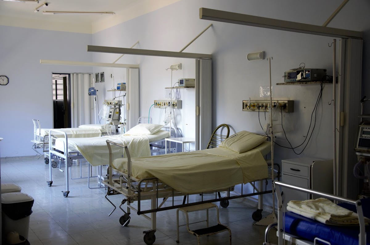 Modern hospital ward with patient monitoring systems