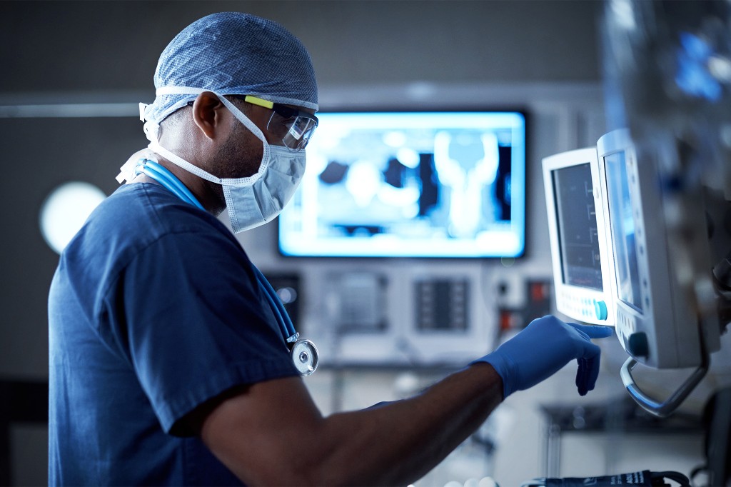 Clinician using healthcare imaging technology